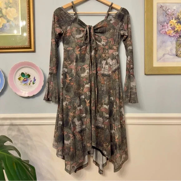 green emerald velvet dress handmade fairy grunge dress